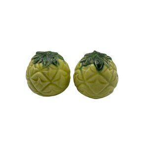 Vintage Ceramic Pineapple Salt & Pepper Shakers With Cork Stoppers